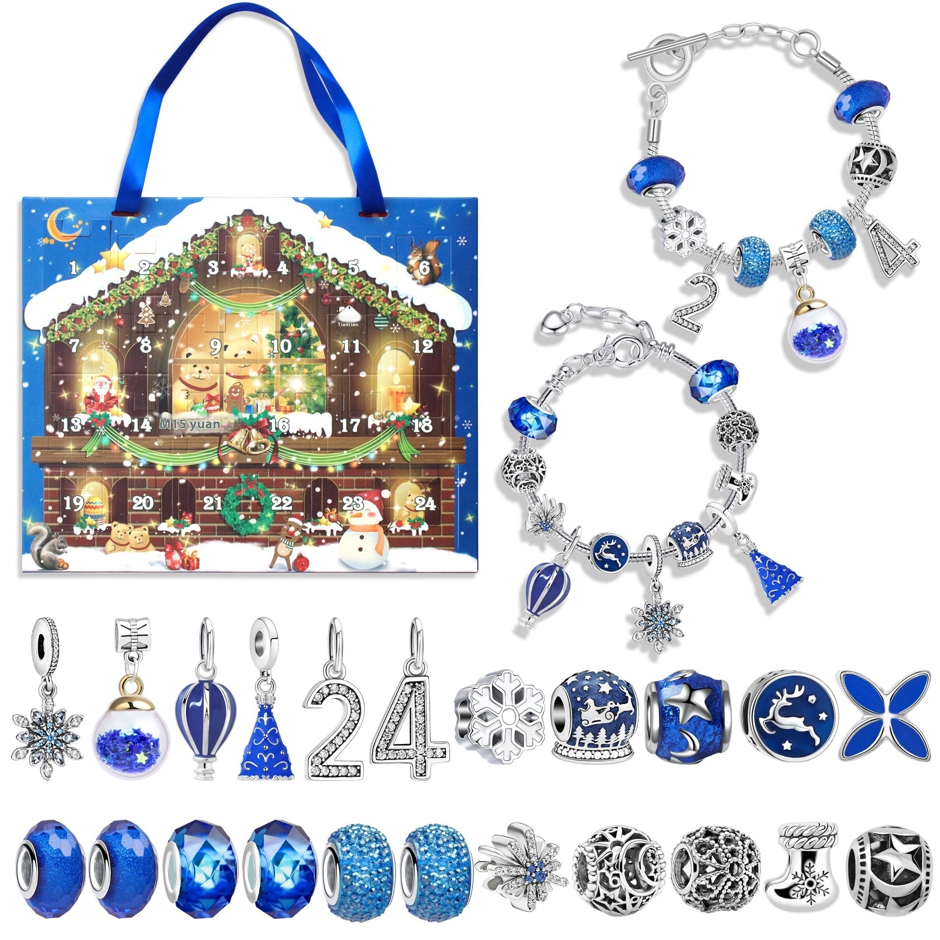 Festive Golden Christmas DIY Bracelet for Kids – Santa, Snowman & Holiday Charm Jewelry
