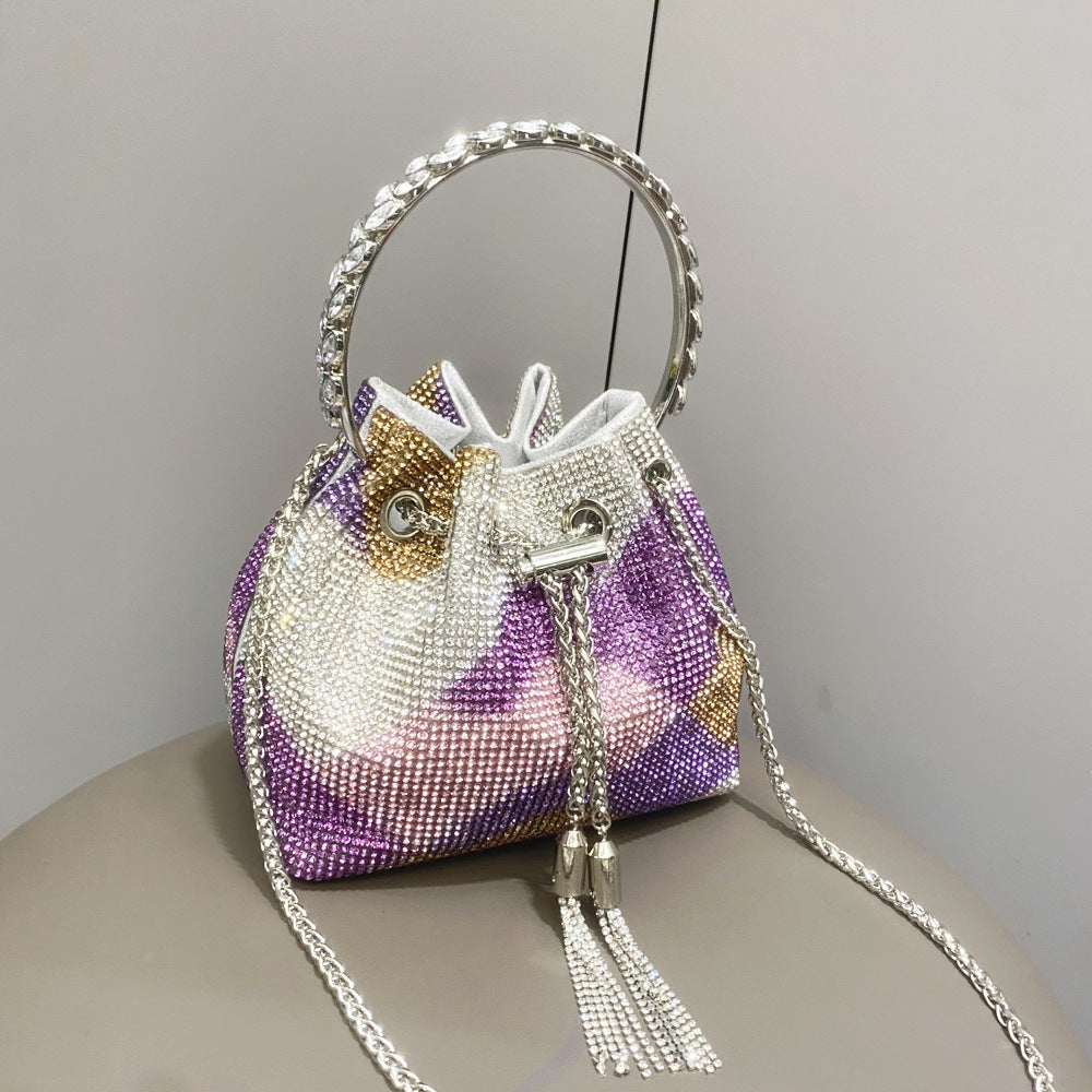 European & American Shiny Diamond Handbag – Elegant Metallic Evening Purse for Women, Party & Special Occasions