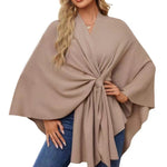 Loose V-Neck Shawl Cape Jacket – Cotton Batwing Sleeve Cardigan for Women, Casual Commuting Style, Multiple Colors