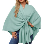 Loose V-Neck Shawl Cape Jacket – Cotton Batwing Sleeve Cardigan for Women, Casual Commuting Style, Multiple Colors