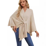 Loose V-Neck Shawl Cape Jacket – Cotton Batwing Sleeve Cardigan for Women, Casual Commuting Style, Multiple Colors