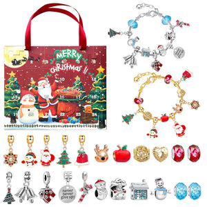 Festive Golden Christmas DIY Bracelet for Kids – Santa, Snowman & Holiday Charm Jewelry