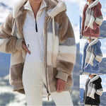 Women’s Cozy Plush Multicolor Hooded Jacket – Loose Fit, Soft & Stylish Winter Wear