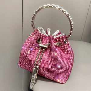 European & American Shiny Diamond Handbag – Elegant Metallic Evening Purse for Women, Party & Special Occasions